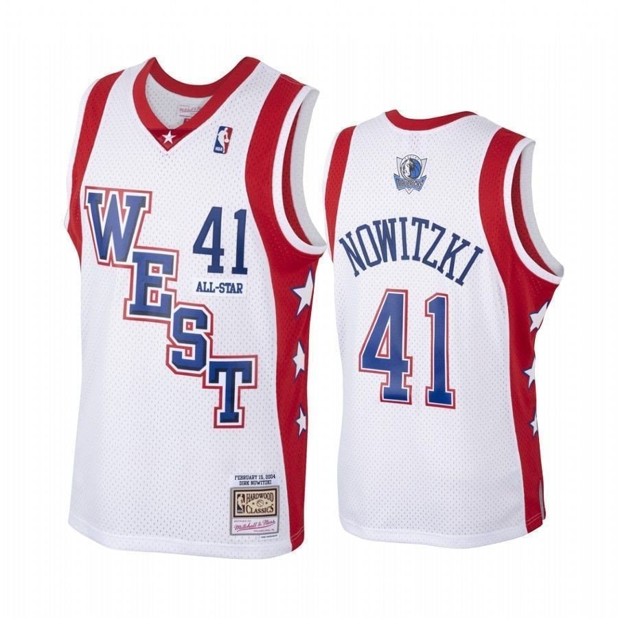 2004 All Star Dirk Nowitzki #41 Hardwood Classics Jersey Men's S-3XL Multicolor