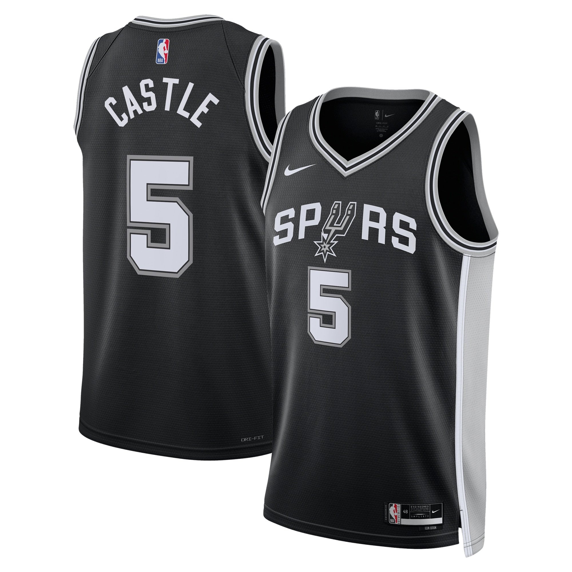 San Antonio Spurs Stephon Castle Icon Swingman Jersey Black Unisex