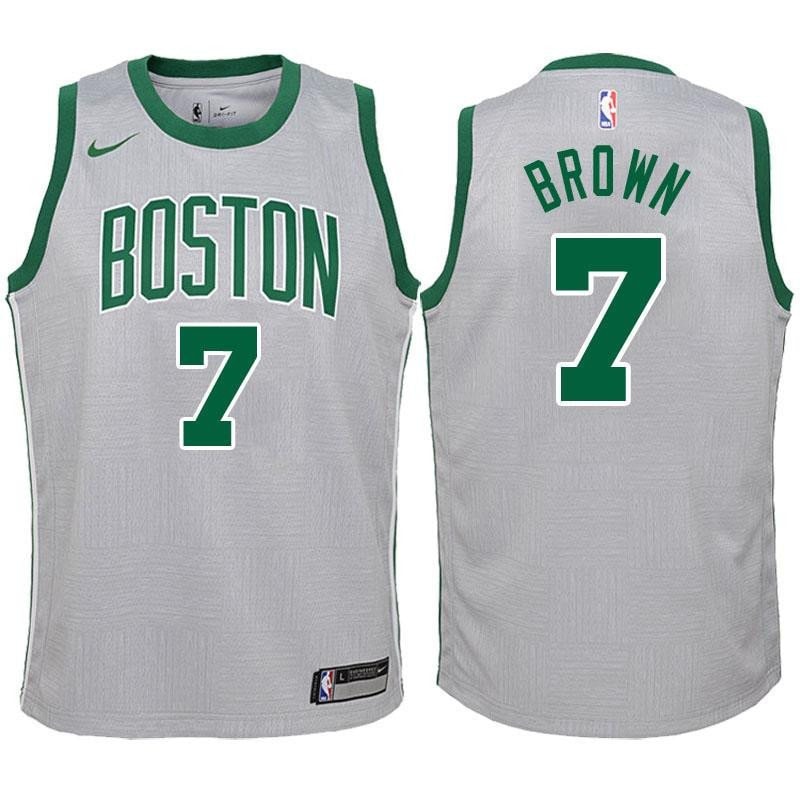 Youth Basketball Team 7 Jaylen Brown Gray Swingman Jersey-City Edition Jersey