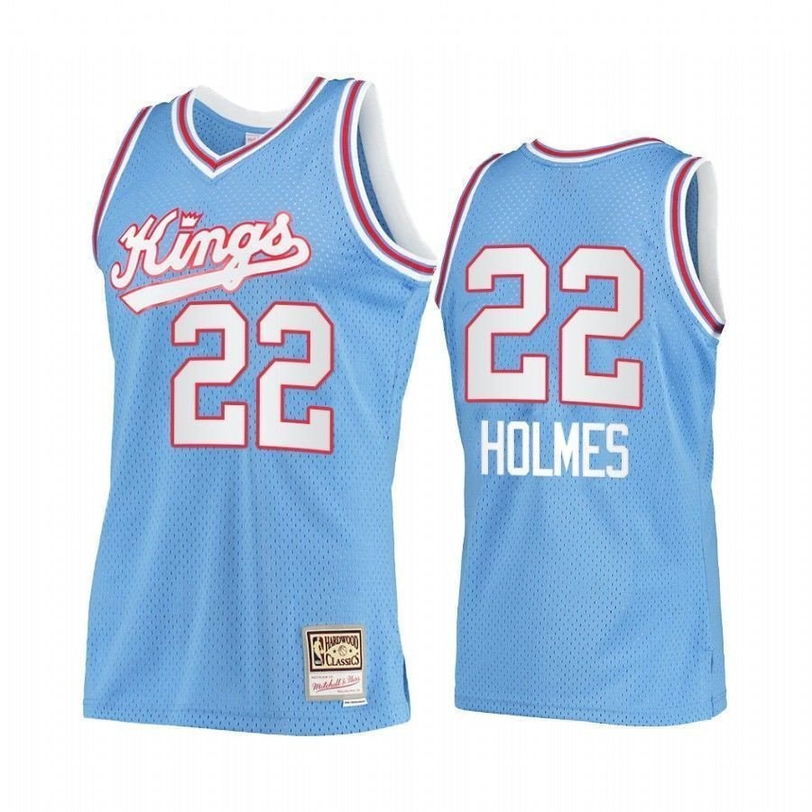Men's Richaun Holmes 22 Sacrato Basketball Team Blue Hardwood Classics Jersey