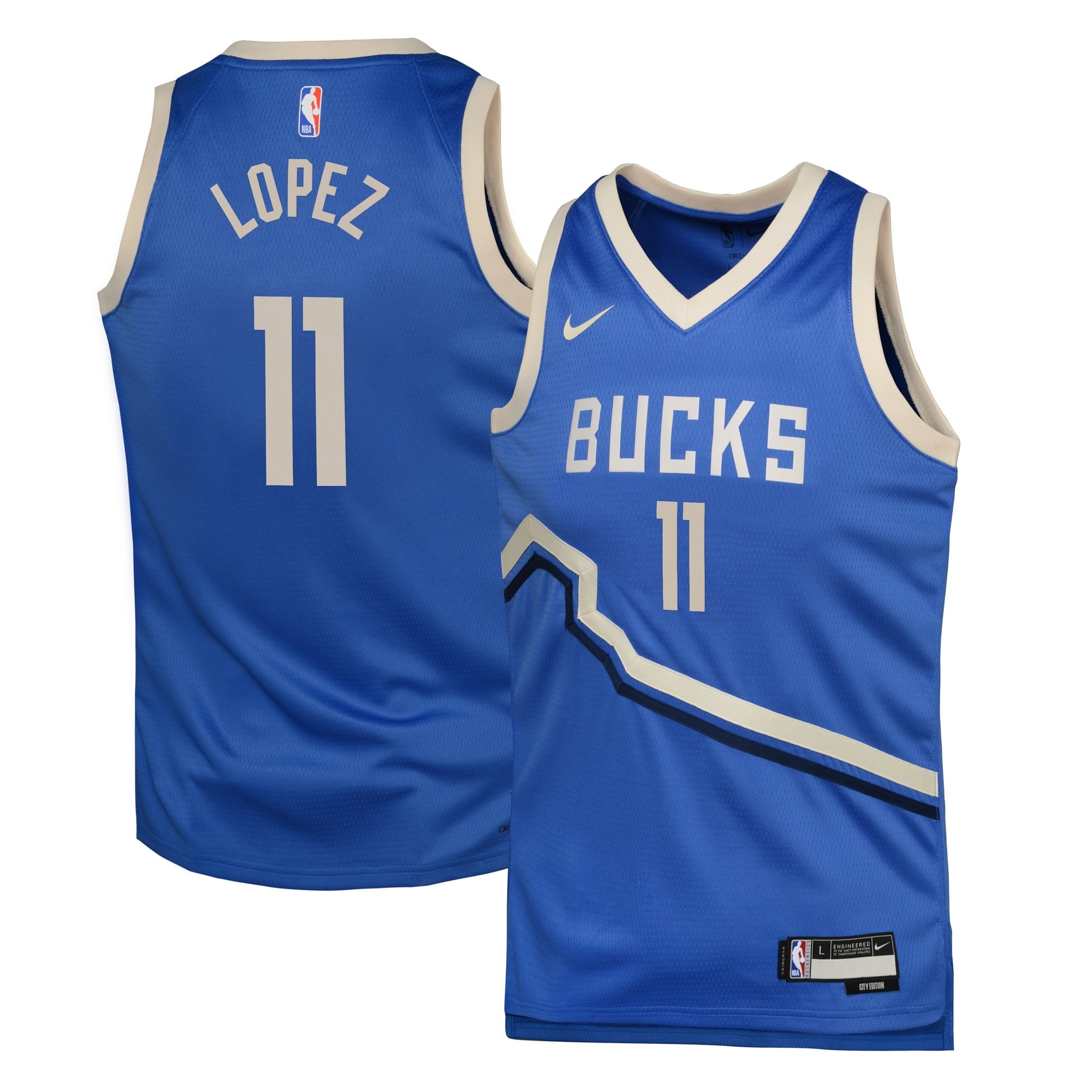Milwaukee Bucks City Edition Swingman Jersey 2024 Royal Brook Lopez Youth