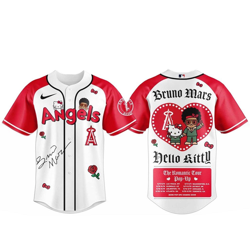 Baseball Team Bruno Mars x Hello Kitty 2026 The Romantic Tour Baseball Jersey