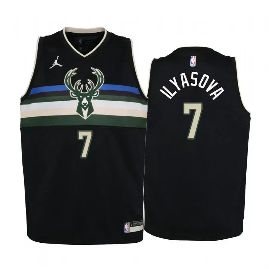 Youth Ersan Ilyasova Milwaukee Bucks Black State Jersey Jumpman - Unisex S-3XL