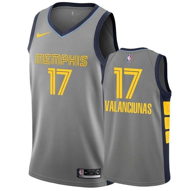 Basketball Team Men's Jonas Valanciunas 17 City Gray Jersey