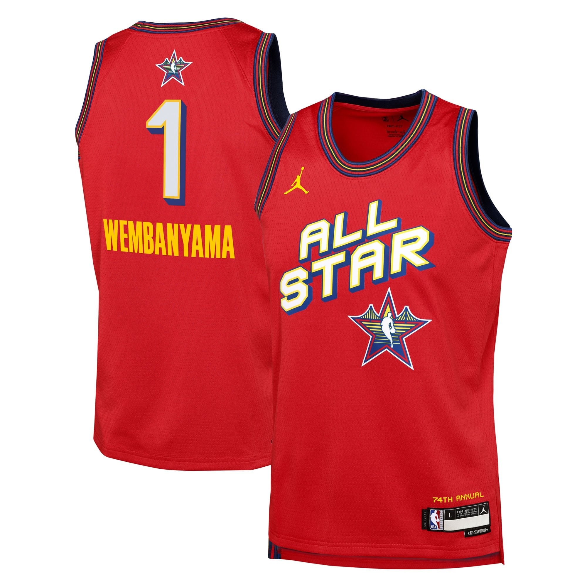 NBA Jordan Brand All Star Swingman Victor Wembanyama Youth Jersey - Red