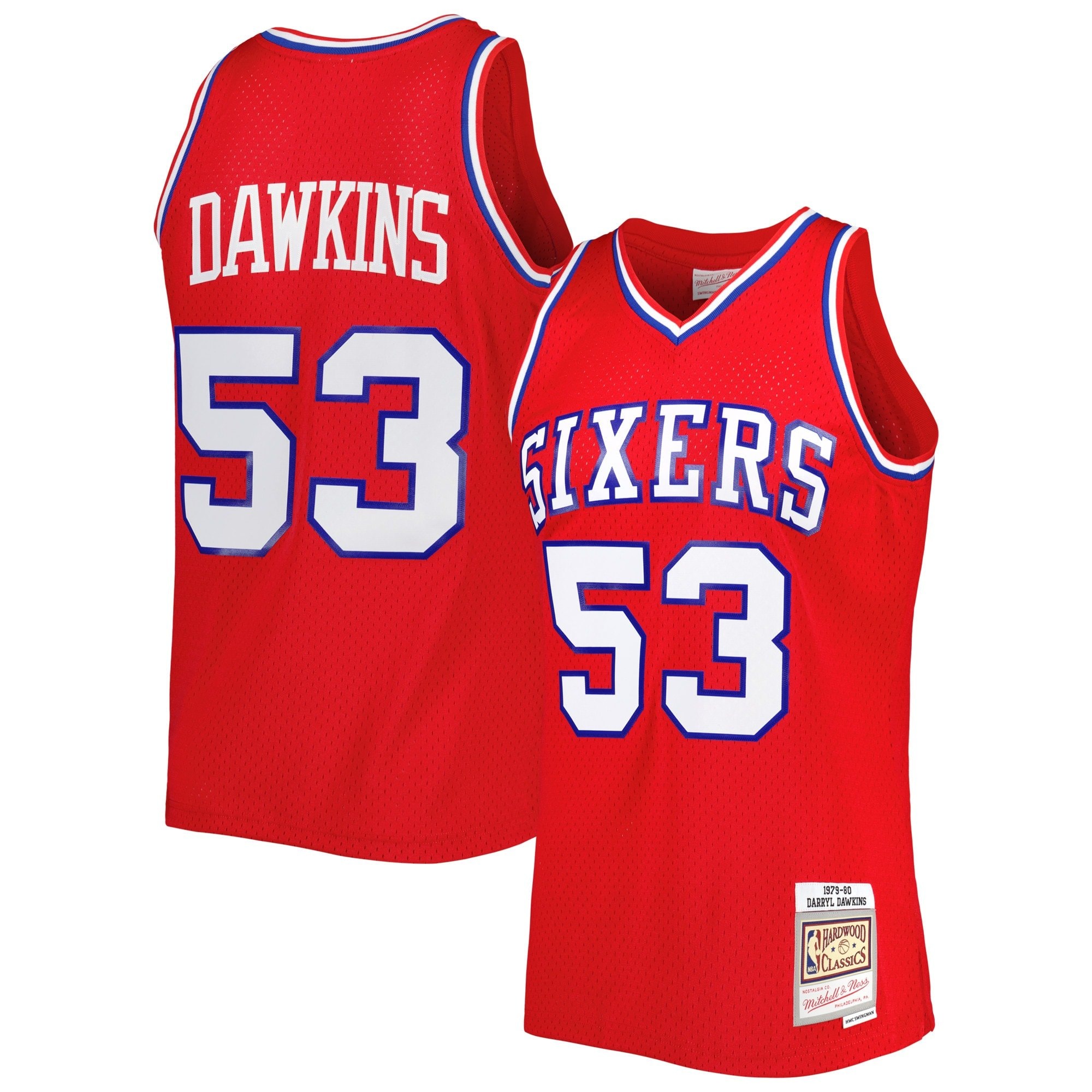Men's Mitchell & Ness Darryl Dawkins Red Philadelphia 76ers 1979/80 Hardwood Classics Swingman Jersey