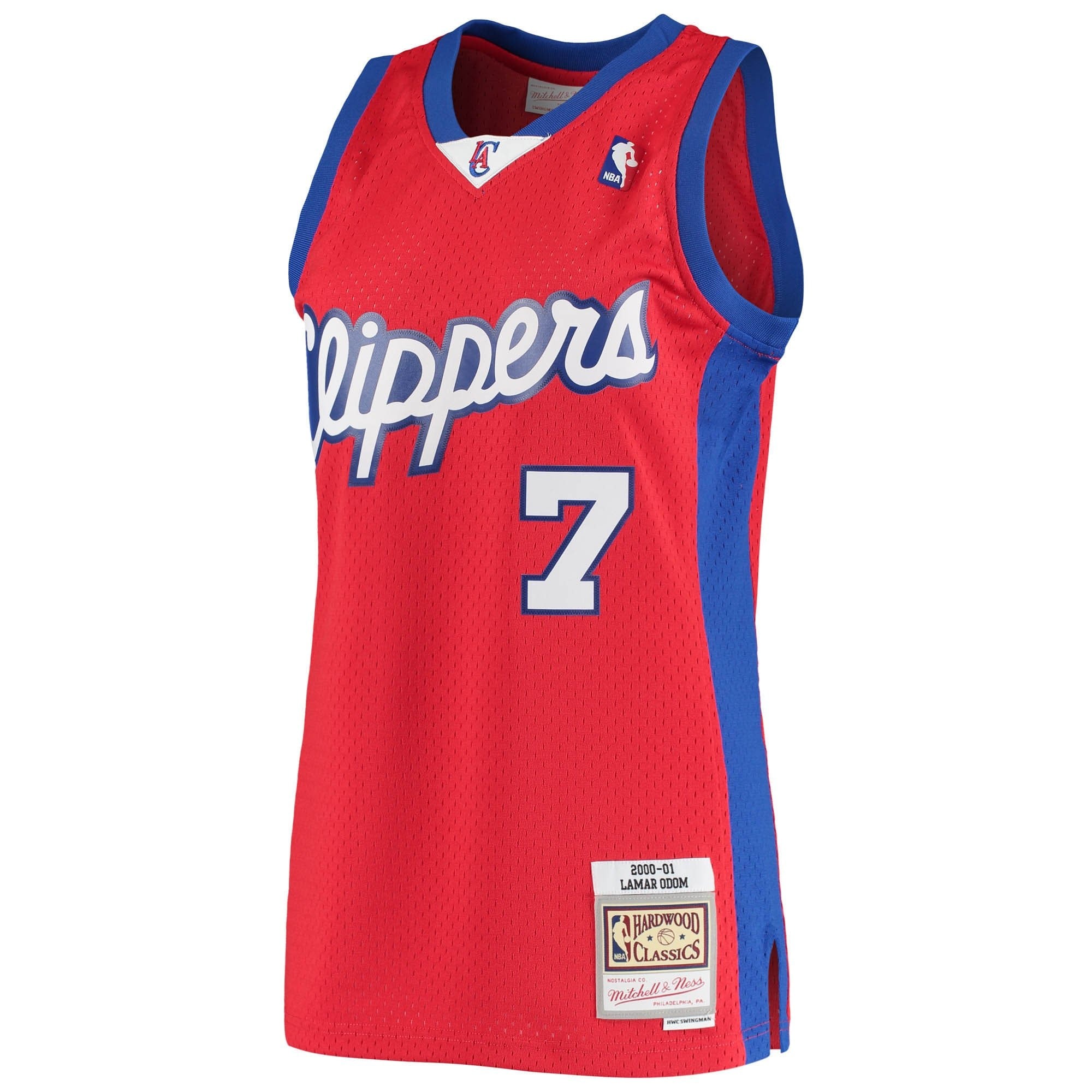 Men's Mitchell & Ness Lamar Odom Red LA Clippers 2000/01 Hardwood Classics Swingman Jersey Statement Edition