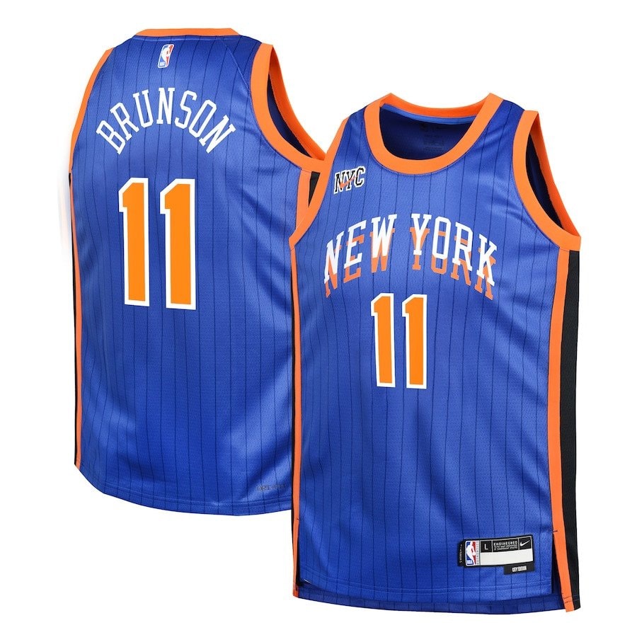 Jalen Brunson 11 New York Knicks 2023/24 City Edition Swingman Youth Jersey Blue