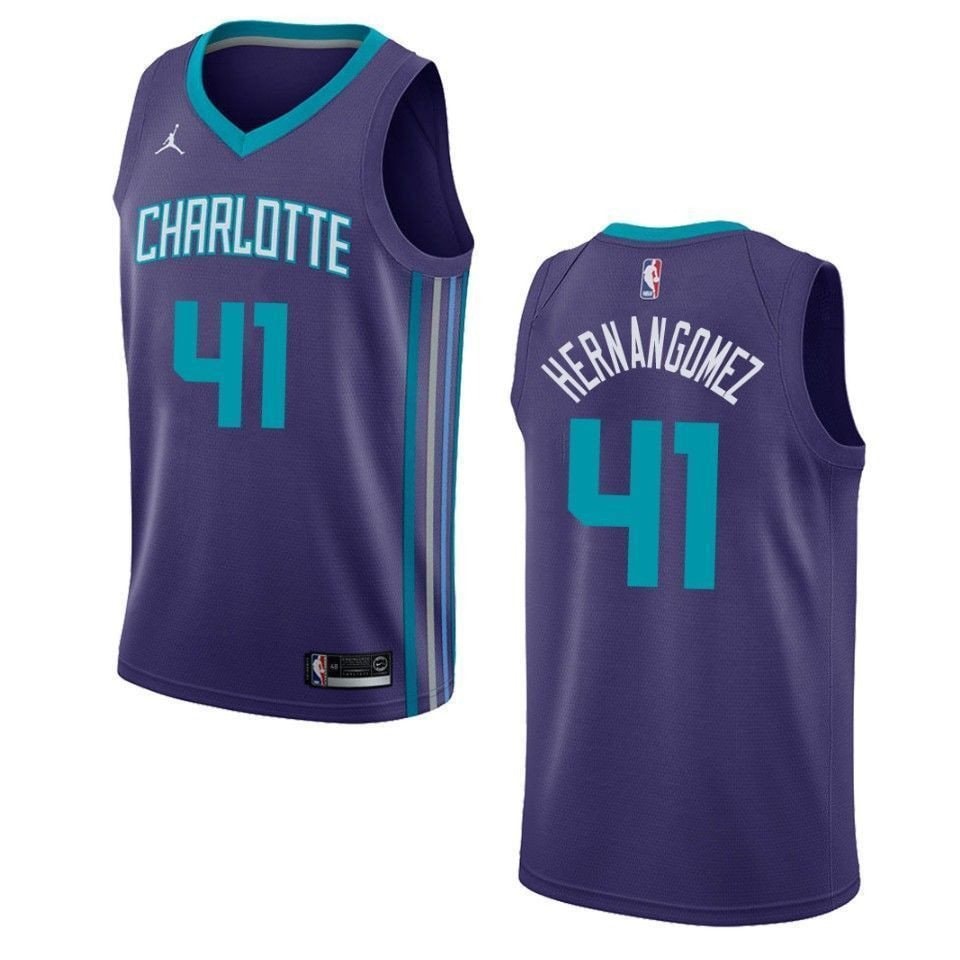 Men's Charlotte Hornets 41 Willy Hernangomez Statement Swingman Jersey Purple