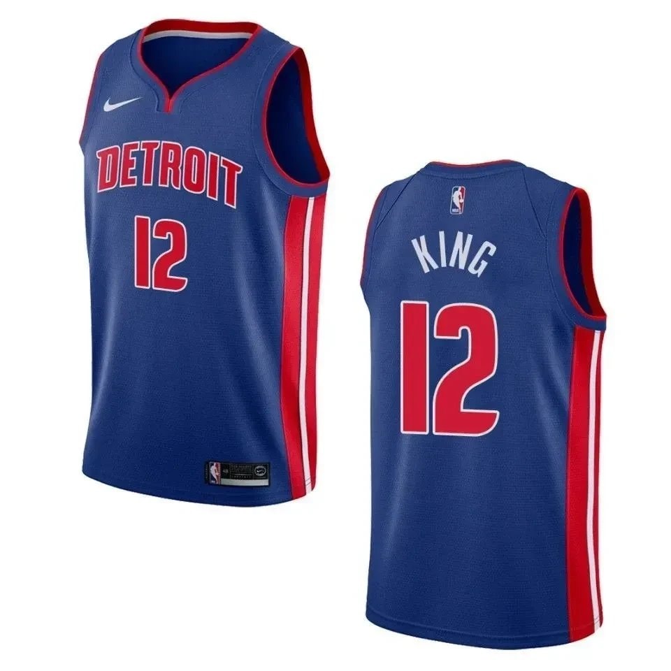 Men's Detroit Pistons 12 Louis King Icon Swingman Jersey Blue