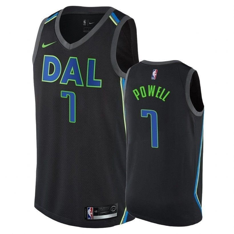 Mavericks Dwight Powell #7 City Black Jersey Mens S-3XL Polyester
