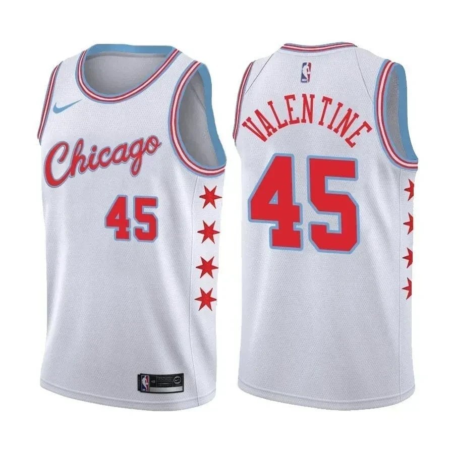 Bulls Denzel Valentine 45 City Edition White Jersey - Mens Basketball Jersey S-3XL