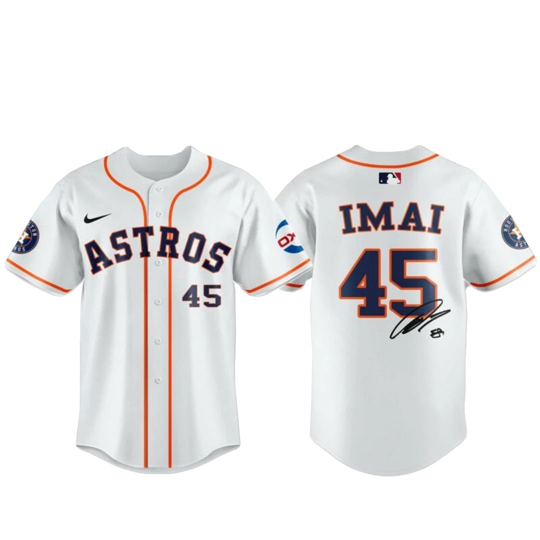 Baseball Team Hou Imai #45 Signature White Baseball Jersey
