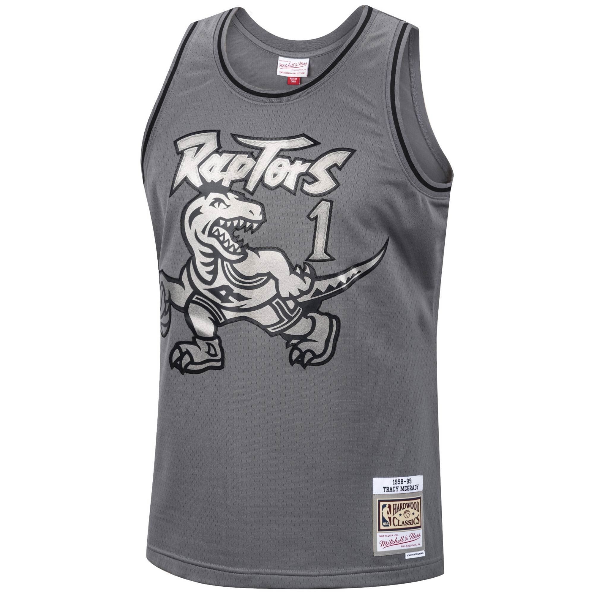 Tracy Mcgrady Toronto Raptors Mitchell Ness Hardwood Classics Retired Player 1998/99 Metal Works Swingman Jersey ??Charcoal