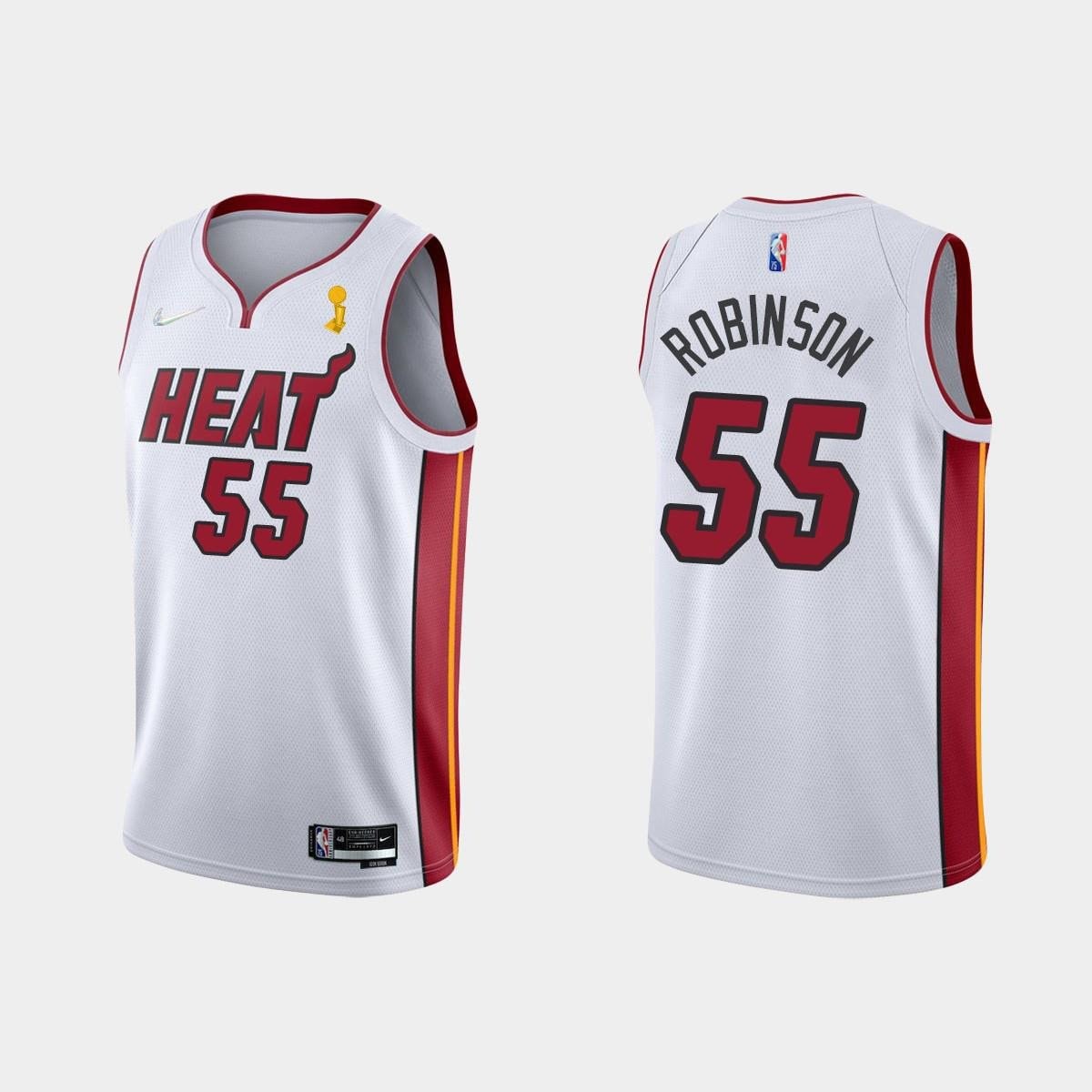 Basketball Team 55 Duncan Robinson Champions Cup 2023 Patch White Jersey