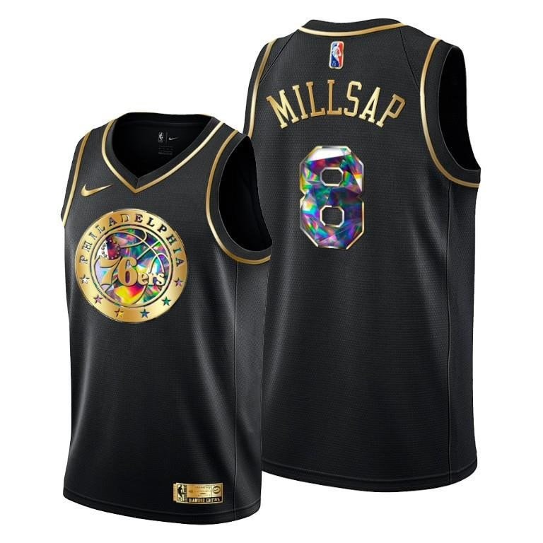 Paul Millsap 8 Basketball Team Diamond Logo Black Jersey - Men Jersey