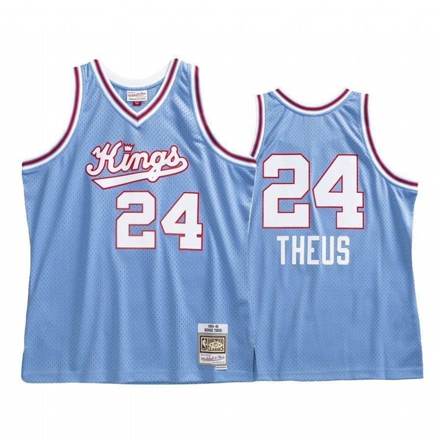Men's Sacrato Basketball Team Reggie Theus 24 Blue Hardwood Classics Jersey
