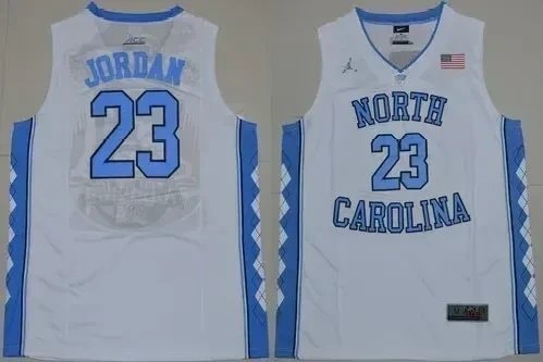 North Carolina #23 Michael Jordan Basketball Jersey White Unisex