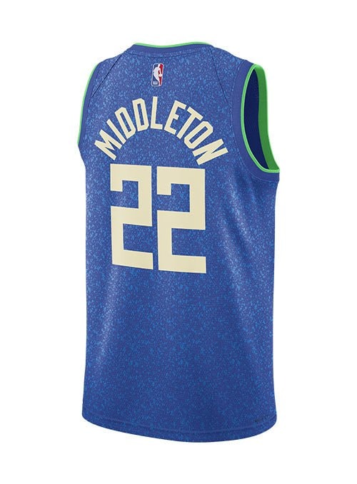 Khris Middleton 22 Milwaukee Bucks 2023/24 City Edition Swingman Jersey Unisex Blue