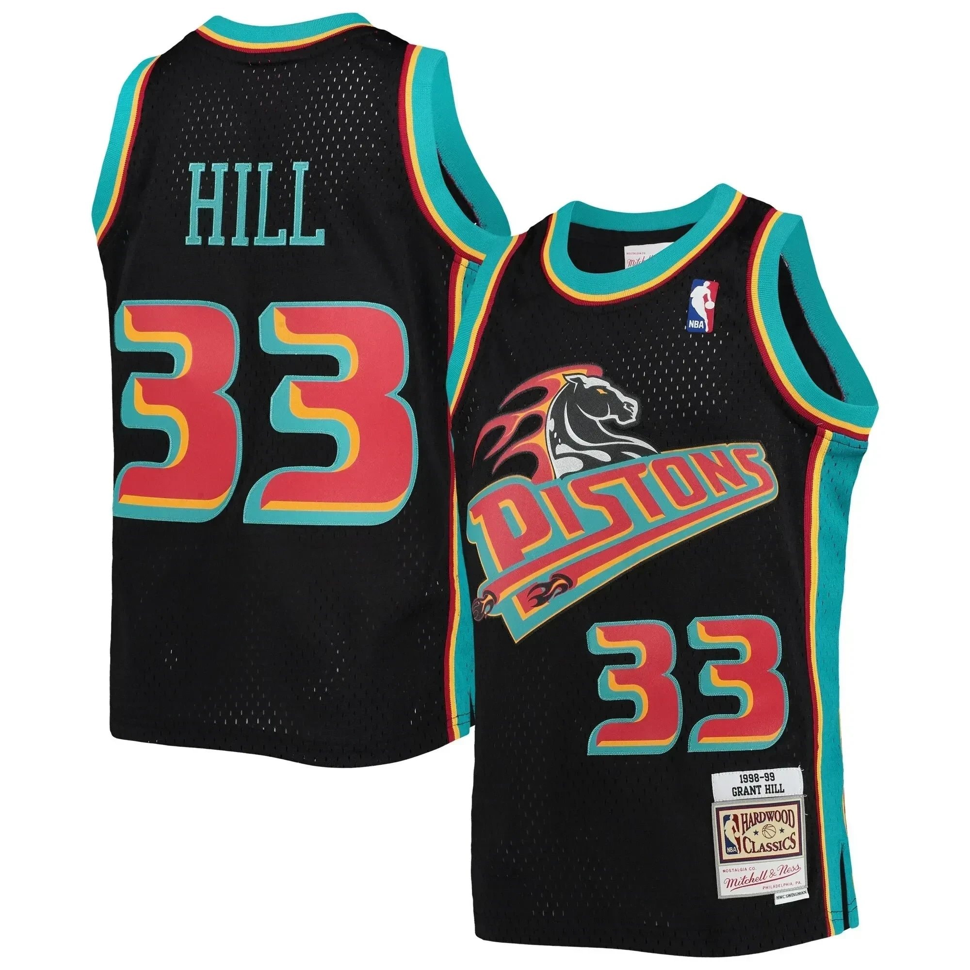 Grant Hill Detroit Pistons Mitchell & Ness Youth 1998-99 Hardwood Classics Reload Jersey Black