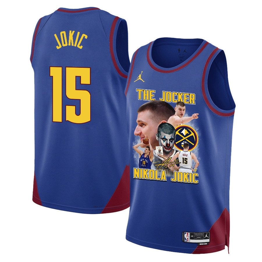 Nikola Jokic 15 Basketball Team Joker's Basketball Team 2023 Basketball Champions Swingman Jersey - Blue
