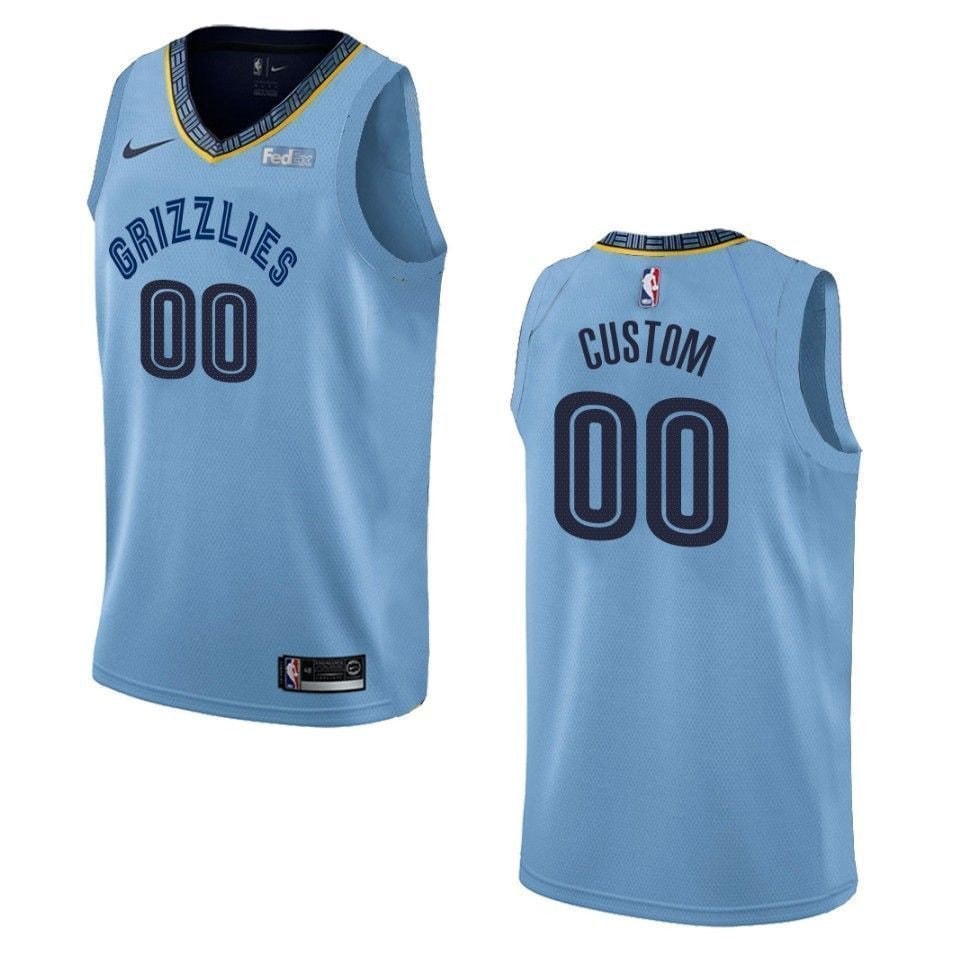 Men's Memphis Grizzlies 00 Custom Statement Swingman Jersey Blue Multicolor