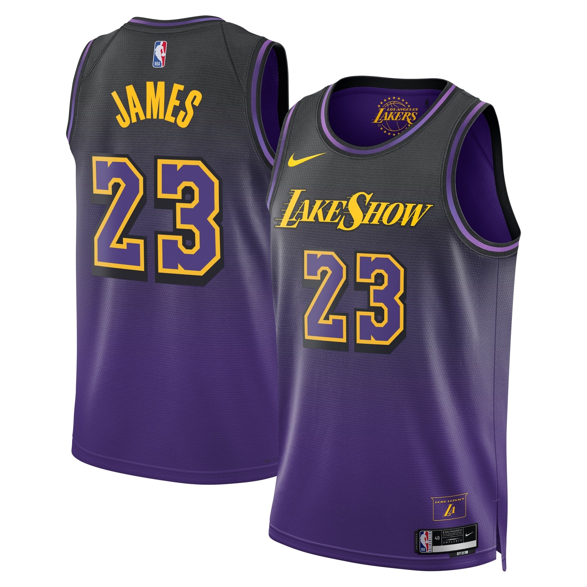 Los Angeles Lakers City Edition Swingman Jersey 2024 Purple LeBron James Unisex