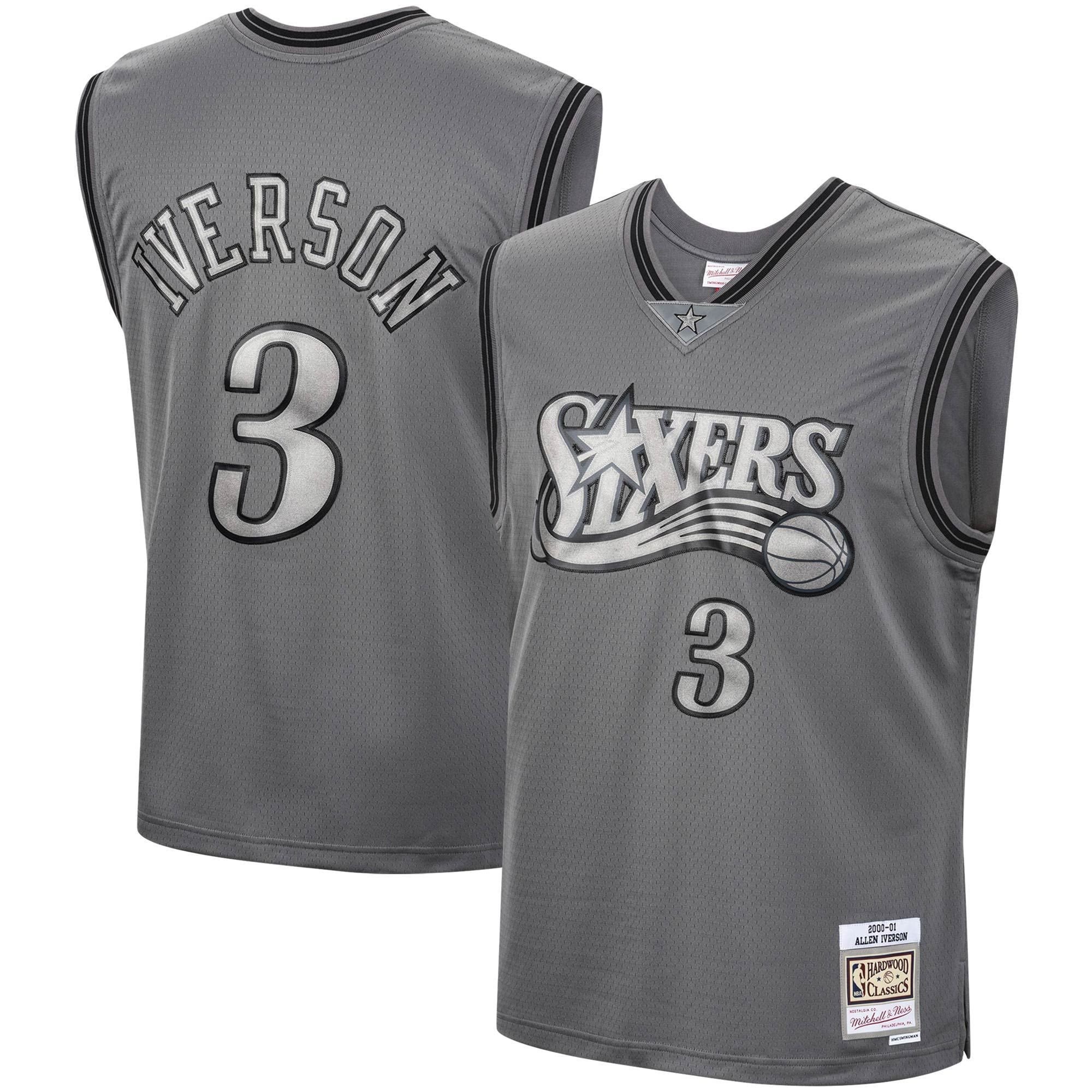 Allen Iverson Philadelphia 76ers Mitchell Ness Hardwood Classics Retired Player 2000/01 Metal Works Swingman Jersey ??Charcoal