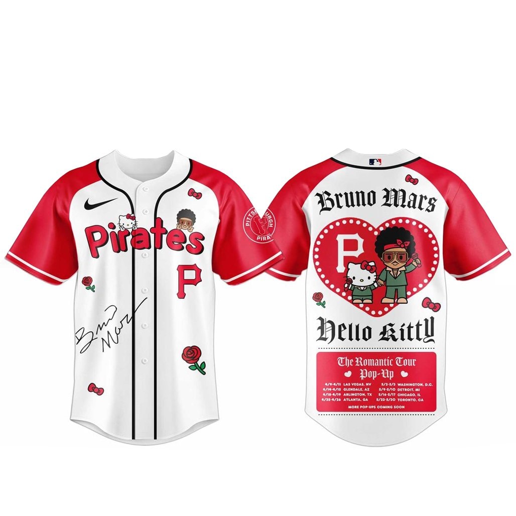Baseball Team Bruno Mars x Hello Kitty 2026 The Romantic Tour Baseball Jersey