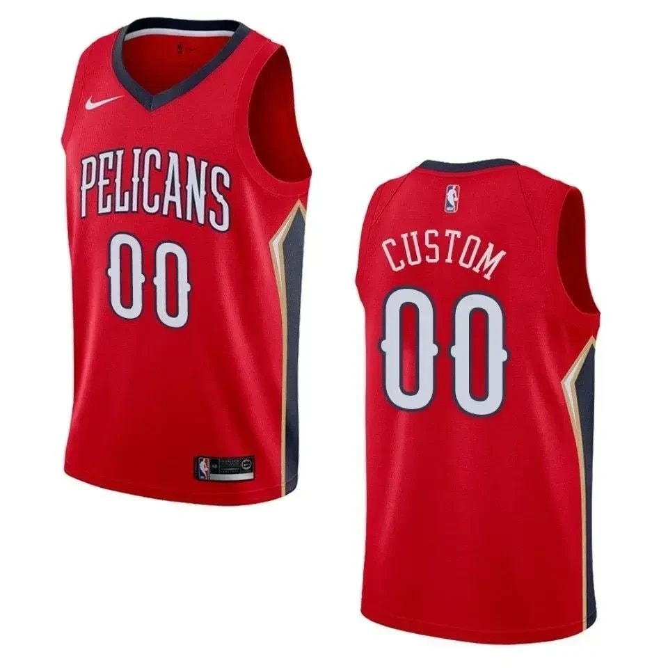 Men's New Orleans Pelicans 00 Custom Statement Swingman Jersey Red