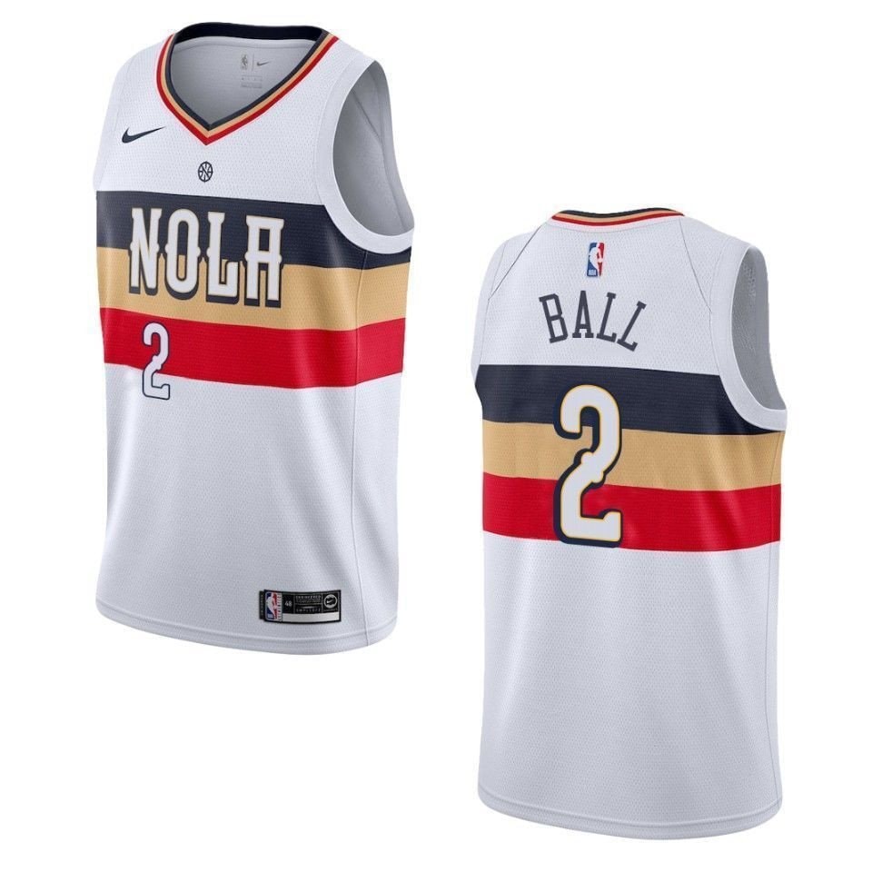 Men's New Orleans Pelicans Lonzo Ball #2 Earned Swingman Jersey White