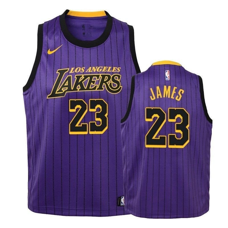Youth Lakers LeBron James 23 City Purple Jersey - Unisex Multicolor Polyester Athletic Wear