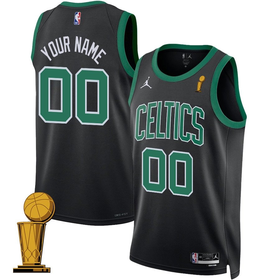 Boston Celtics 2024 Finals Champions Swingman Jersey Customized Statement Edition Black Unisex