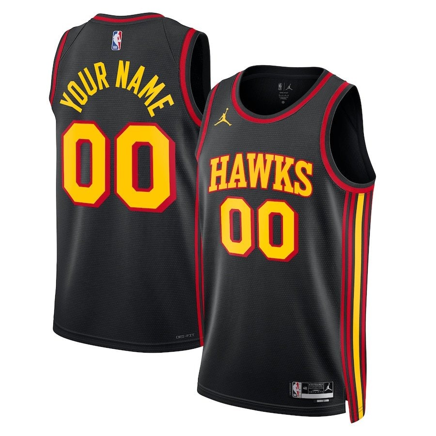 Atlanta Hawks 2023/24 Statement Swingman Custom Men Jersey Black Multicolor