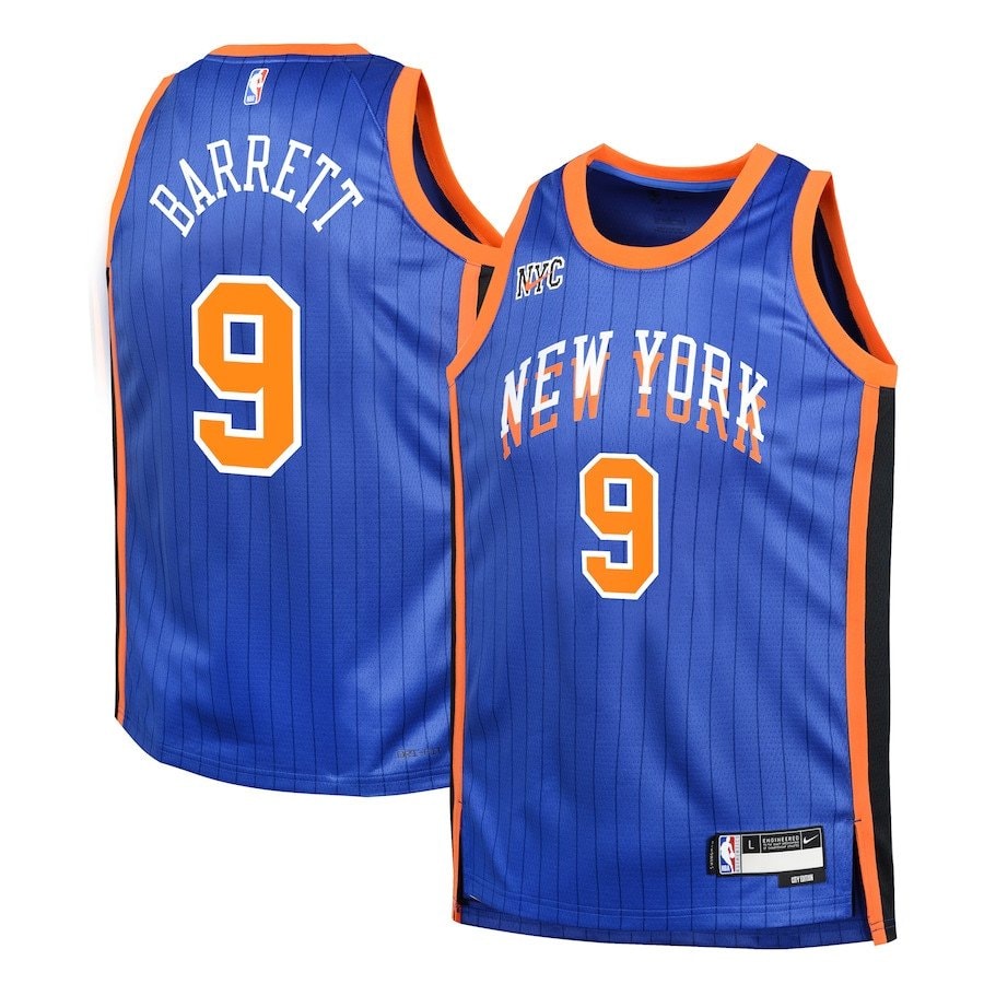RJ Barrett 9 New York Knicks 2023/24 City Edition Swingman Youth Jersey Blue