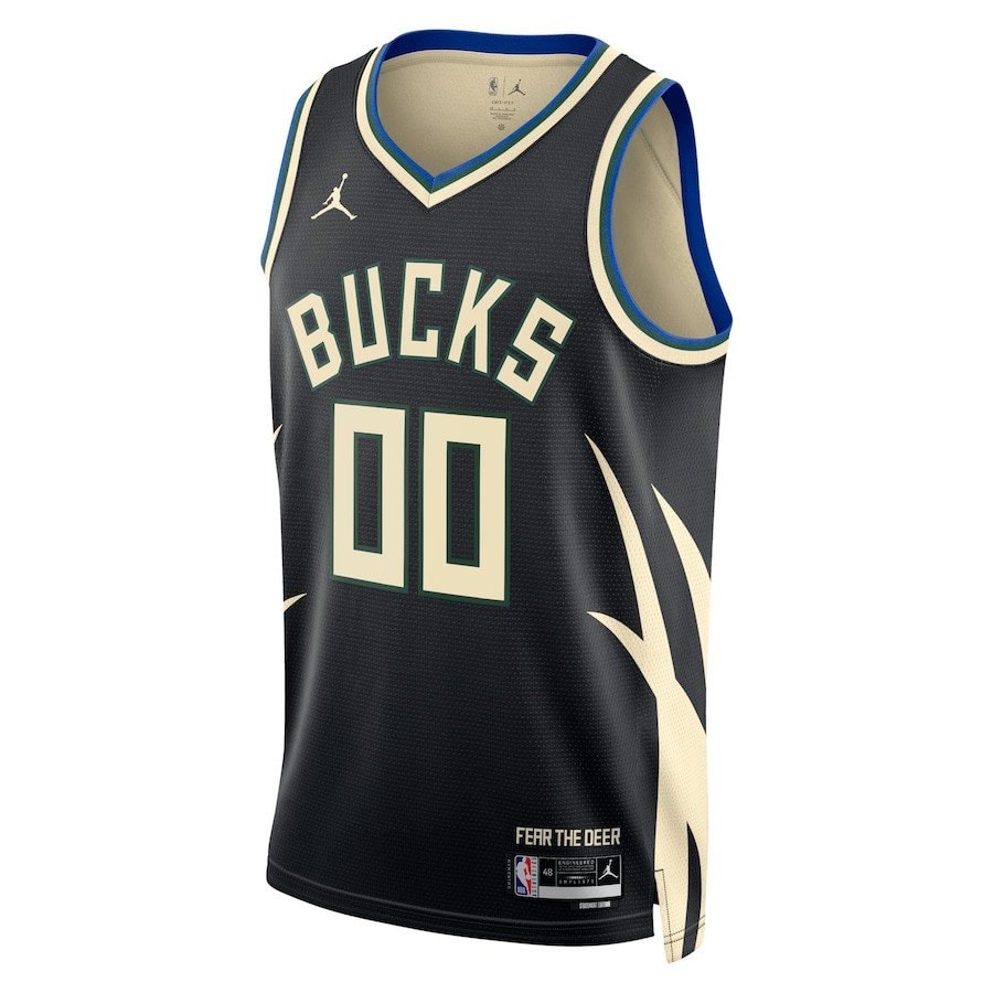 Milwaukee Bucks 2023/24 Statement Swingman Custom Men Jersey Black Multicolor