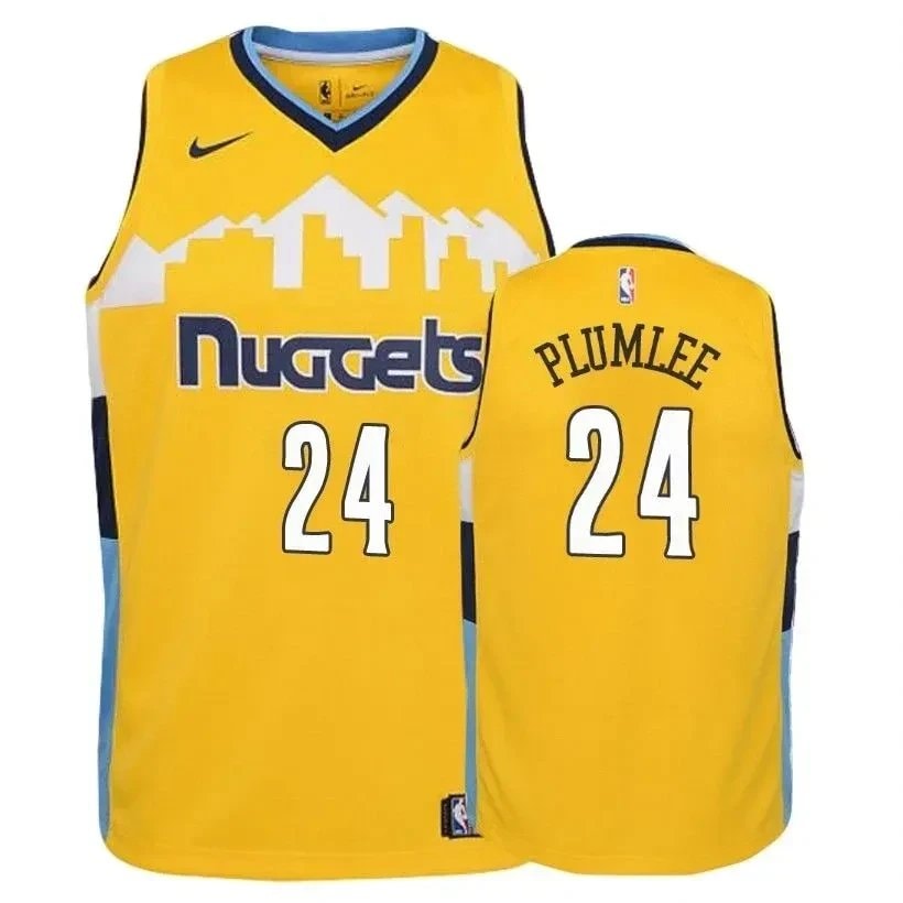 Youth Nuggets Mason Plumlee #24 State Yellow Basketball Jersey S-3XL