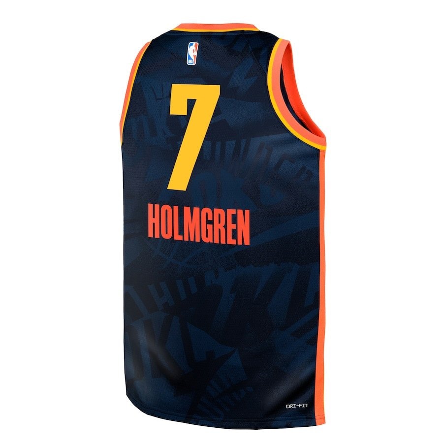 Chet Holmgren 7 Oklahoma City Thunder 2023/24 City Edition Swingman Youth Jersey Navy