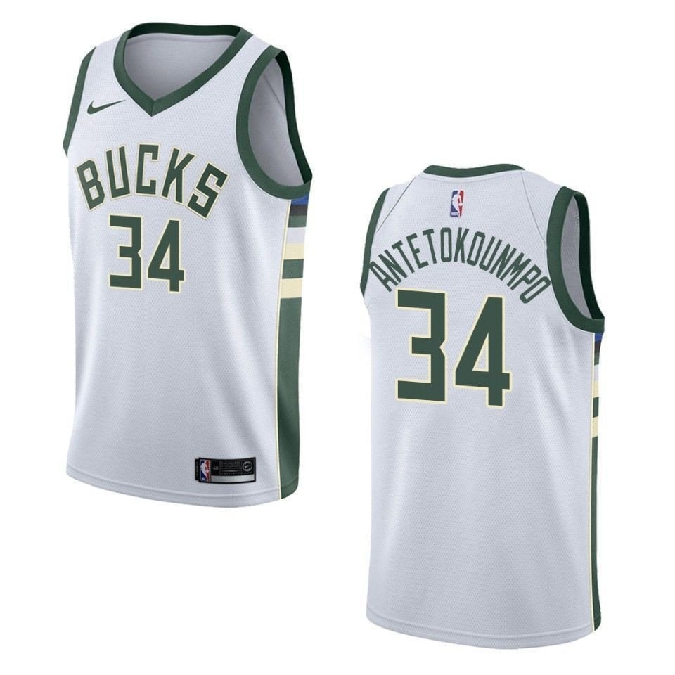 Men's Milwaukee Bucks Giannis Antetokounmpo #34 Association Swingman Jersey White