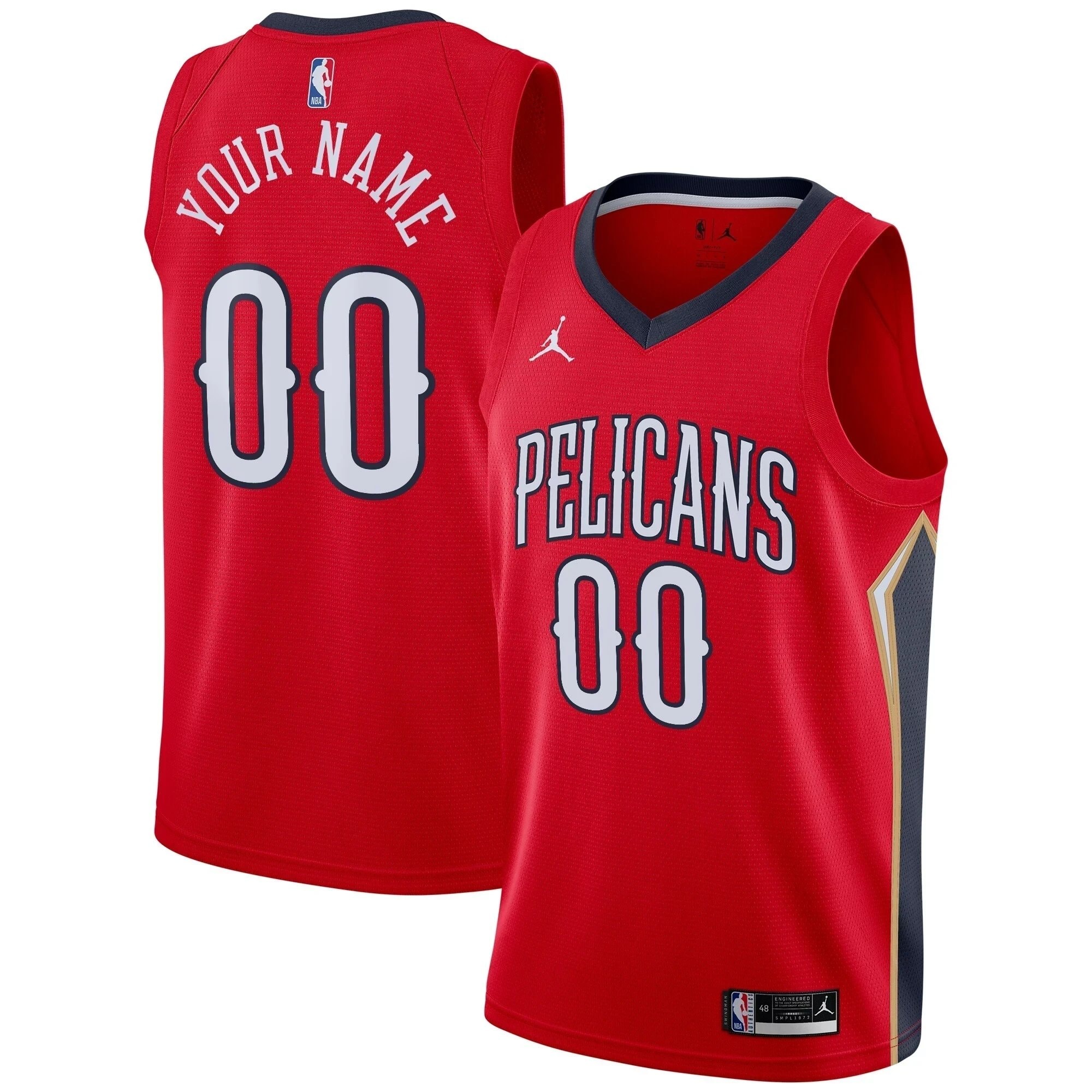 New Orleans Pelicans Swingman Custom Jersey Statement Edition Red Unisex