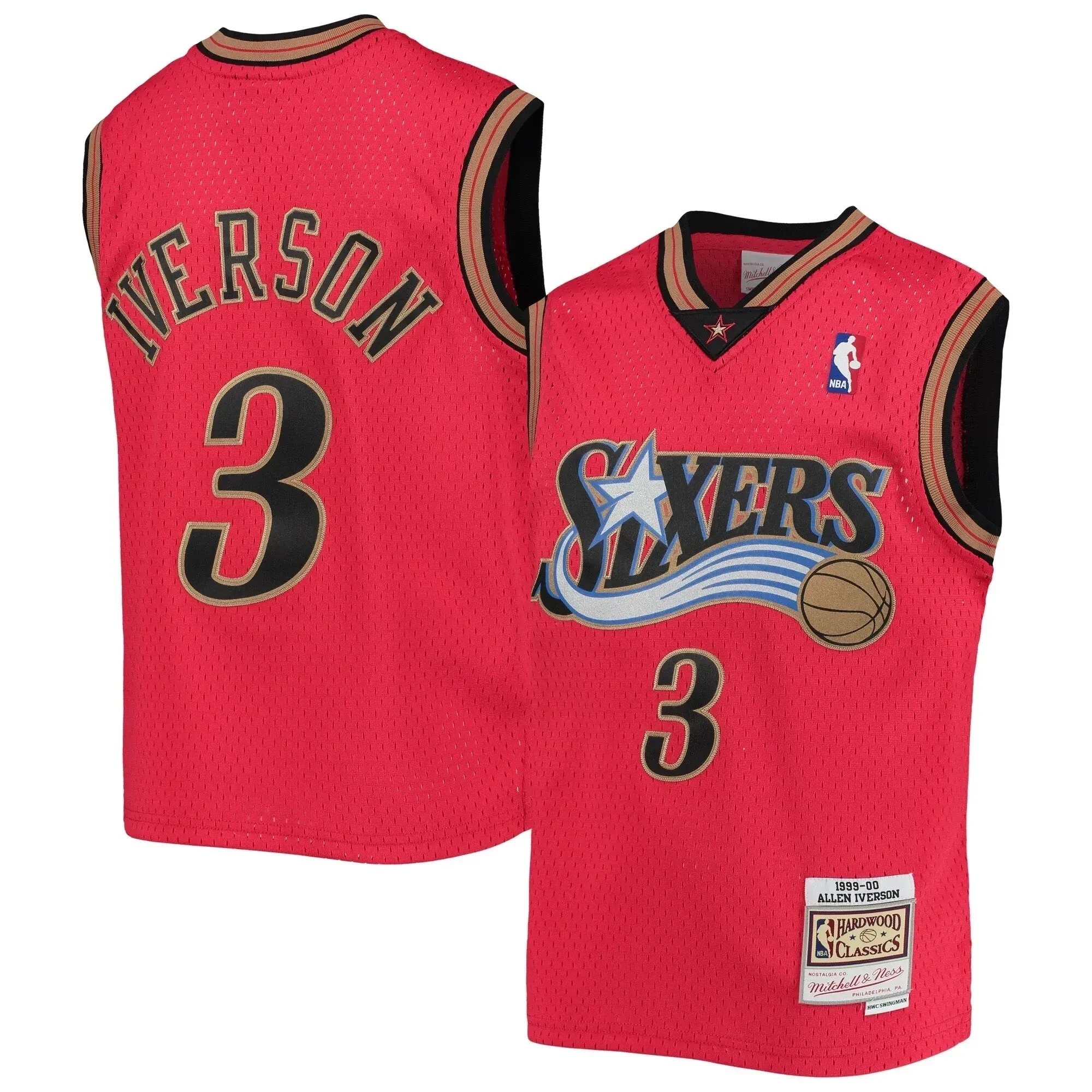 Allen Iverson Philadelphia 76ers Mitchell & Ness Youth 1999-00 Hardwood Classics Reload Jersey Red
