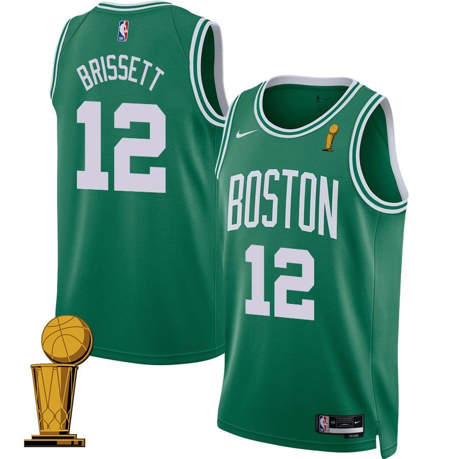 Oshae Brissett Boston Celtics 12 Icon Edition Kelly Green Jersey 2024 Finals Champions Unisex
