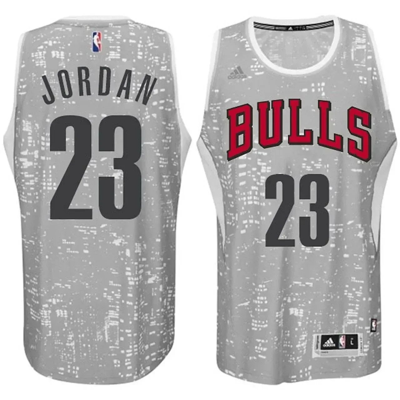 Male Basketball Team 23 Michael Jordan City Lights Gray Swingman Jersey