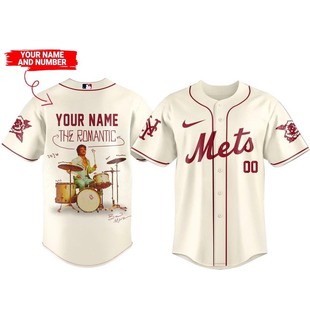 Custom Name and Number Baseball Team x Bruno Mars The Romantic Tour 2026 Baseball Jersey