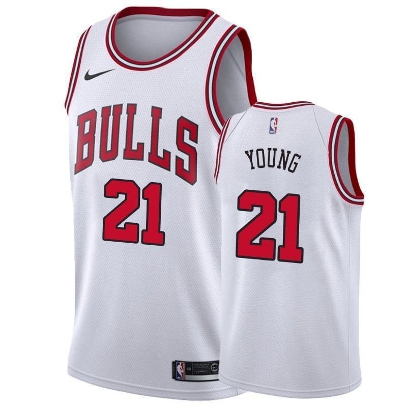 Men's Chicago Bulls Thaddeus Young 21 Association Multicolor Jersey