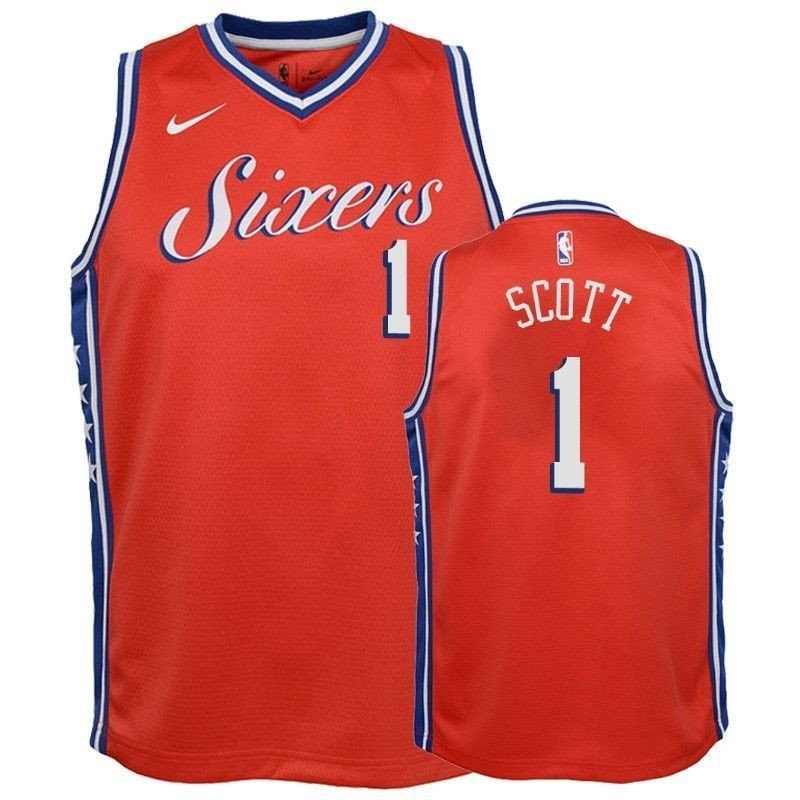 Youth Philadelphia 76ers Mike Scott #1 State Red Basketball Jersey - Unisex