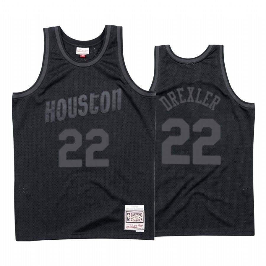 Men's Houston Rockets Clyde Drexler 22 Black Tonal Jersey