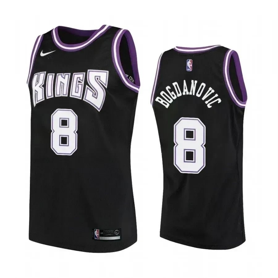Men's Sacrato Kings 8 Bogdan Bogdanovic Hardwood Classics Black Jersey