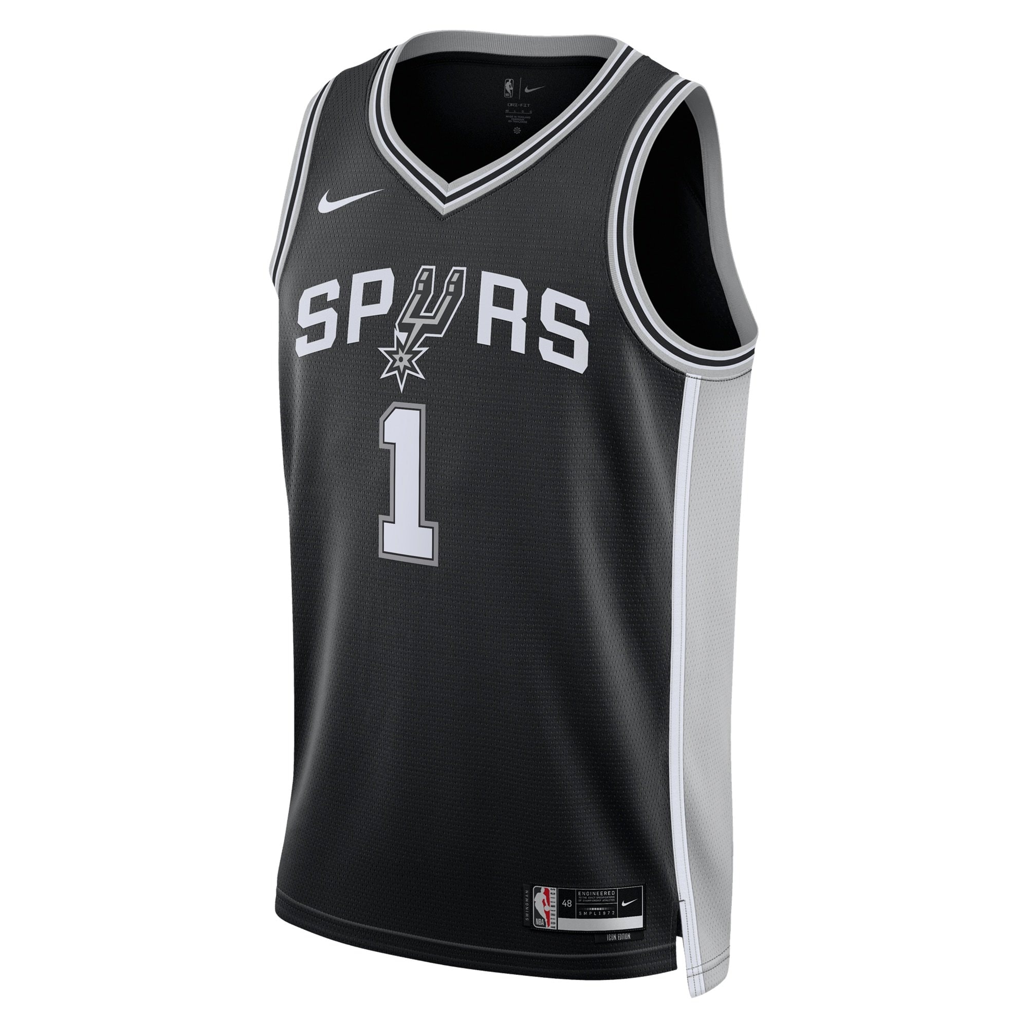 San Antonio Spurs Icon Edition Swingman Jersey Black Victor Wembanyama Unisex