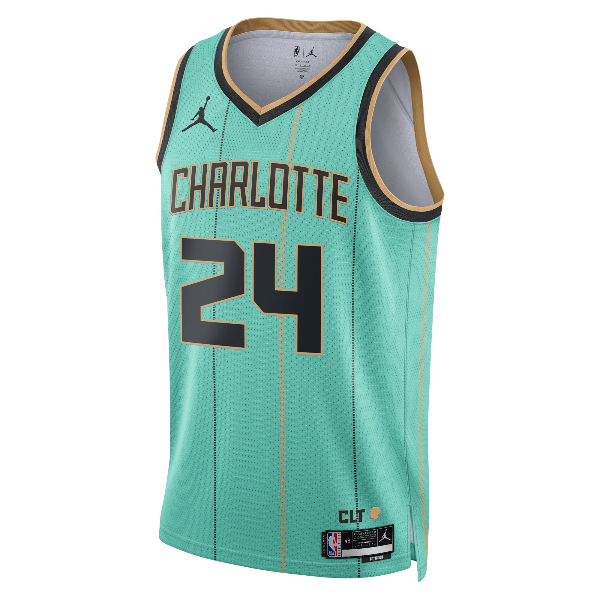 Jordan Brand Charlotte Hornets 2024 City Edition Swingman Jersey Verde Azulado Brandon Miller Unisex